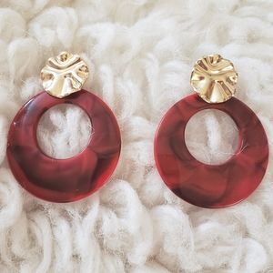 Red & Black Marbled Acrylic Earrings